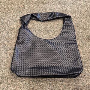 Chic Black Woven Hobo Bag